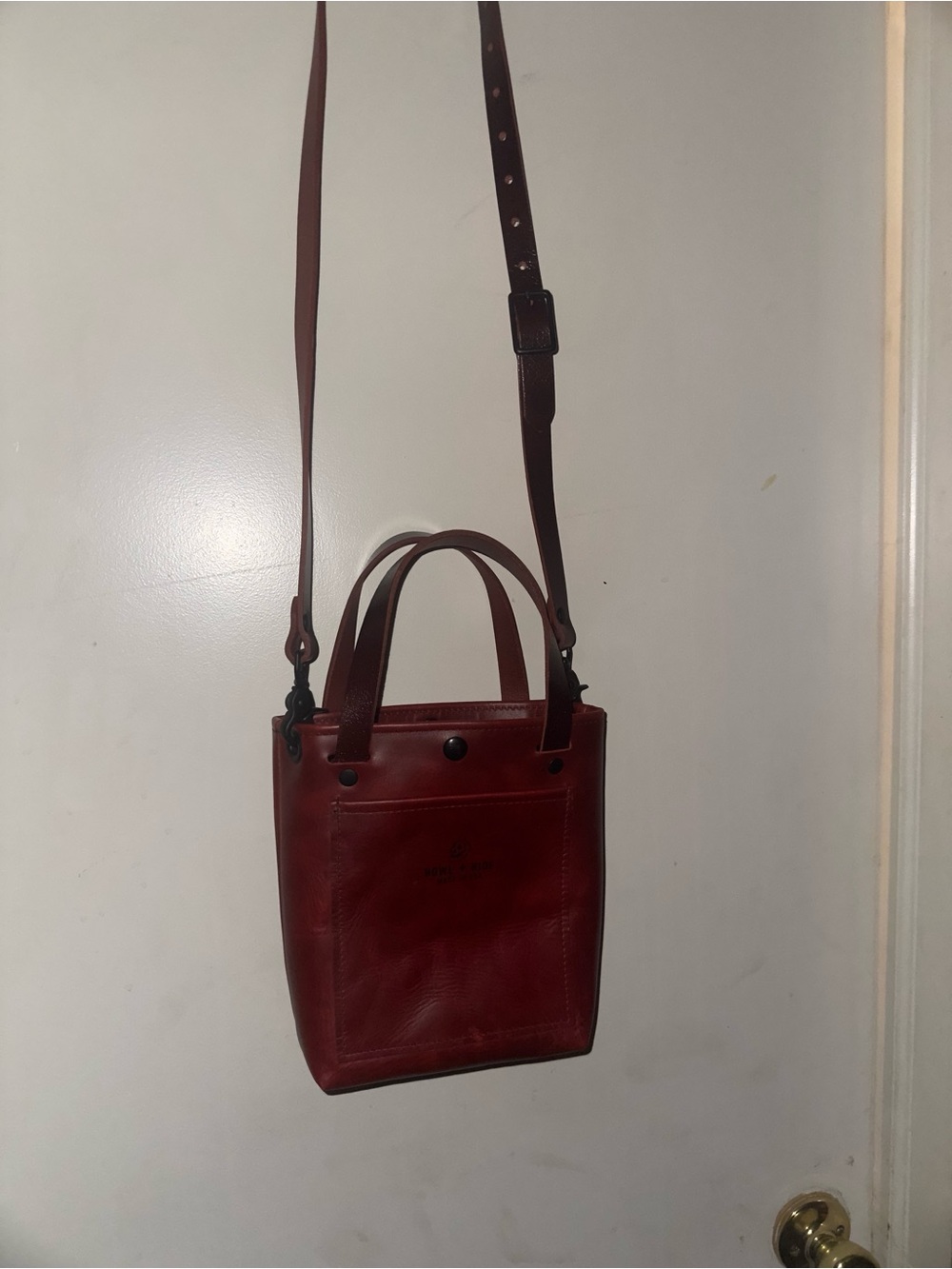 Classic Leather Crossbody Mini Tote Bag